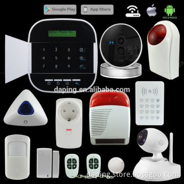 Support IOS Android 2016 New Product GSM SMS 433Mhz Wifi Burglar Home Alarm System with 85dB Indoor siren and IP Camera